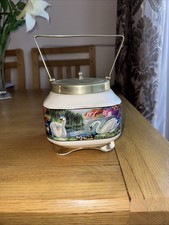 Regent Flosmaron, Biscuit Barrel In Victorian Scene With Handle and Lid