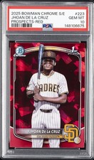 2025 BOWMAN CHROME SAPPHIRE EDITION PROSPECTS RED JHOAN DE LA CRUZ 2/5 PSA 10