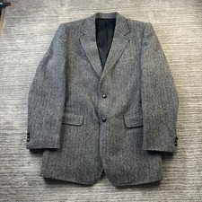 VINTAGE Harris Tweed Jacket Mens 42L Herringbone Wool Blazer Sport Coat