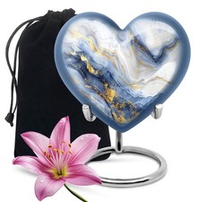 White Abstract Memorial Large Heart Urns For Ashes Adult Father