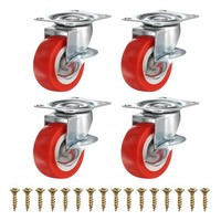 2-Zoll Rollen, FüR PVC Drehplatten Mit Bremse - 4 StüCk (Rot)