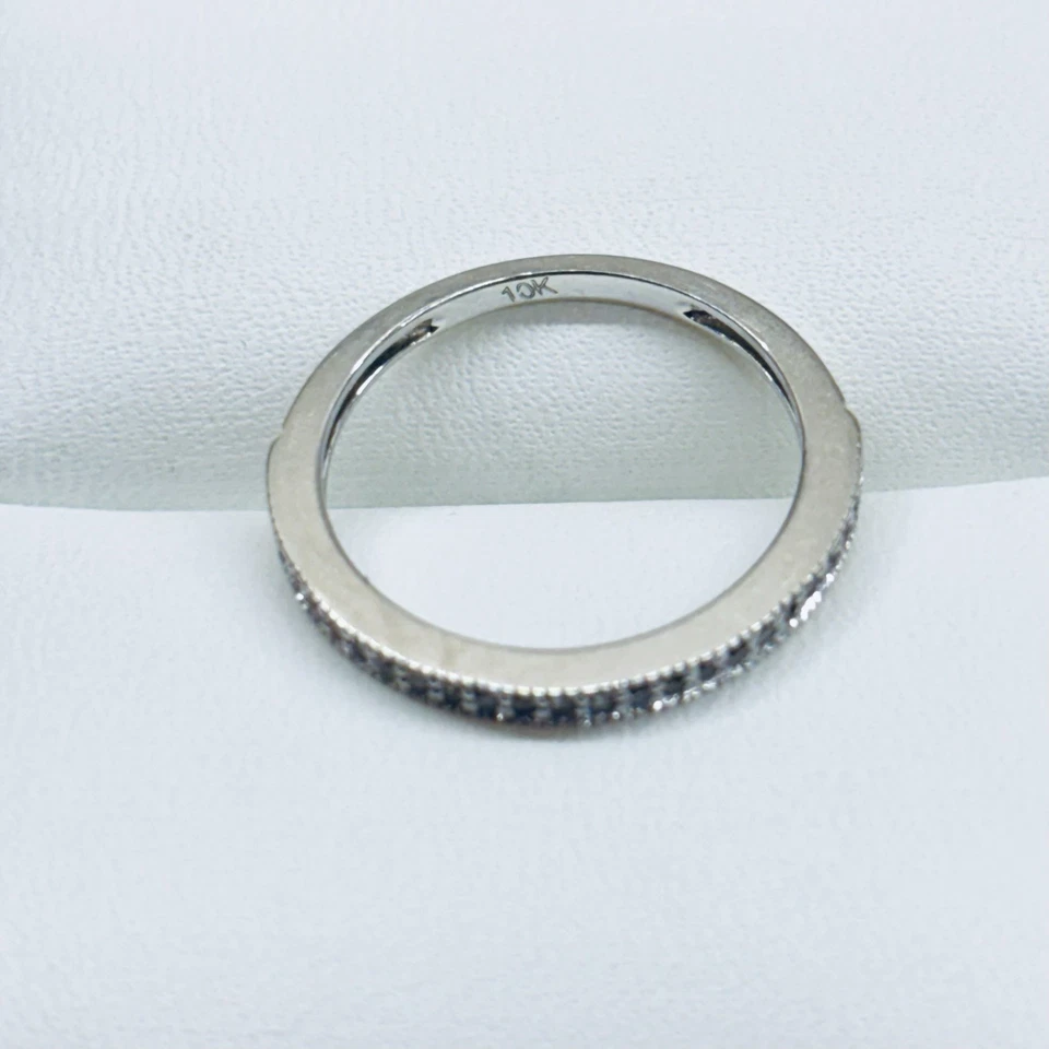 10k White Gold Diamond Pave Anniversary Engagement Wedding Ring Band Size 5.5 - Image 3 of 4