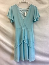 Love Tree Dress Juniors Small Blue V Neck Chiffon Wrap Fit & Flare Ruffle Short