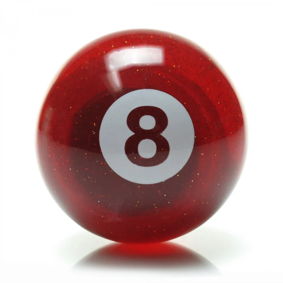 Perilla de cambio personalizada roja de 8 bolas translúcida con escama de metal  Foto 2 de 3