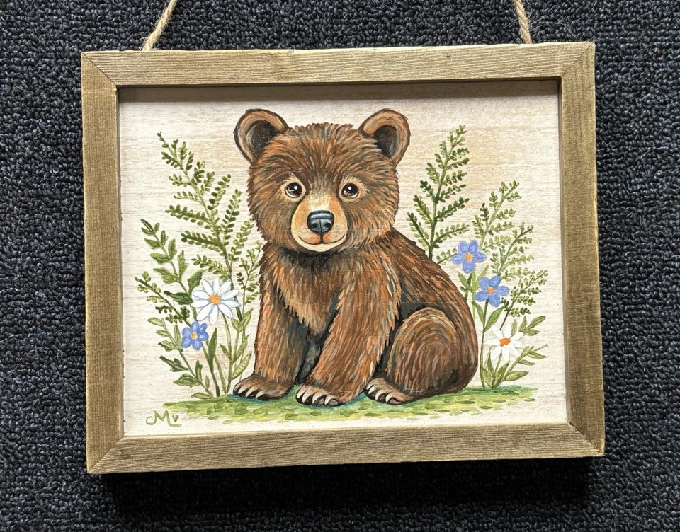 Animal bebé bosque original pintado a mano arte/decoración infantil. Oso, zorro, ciervo, conejito Foto 3 de 4