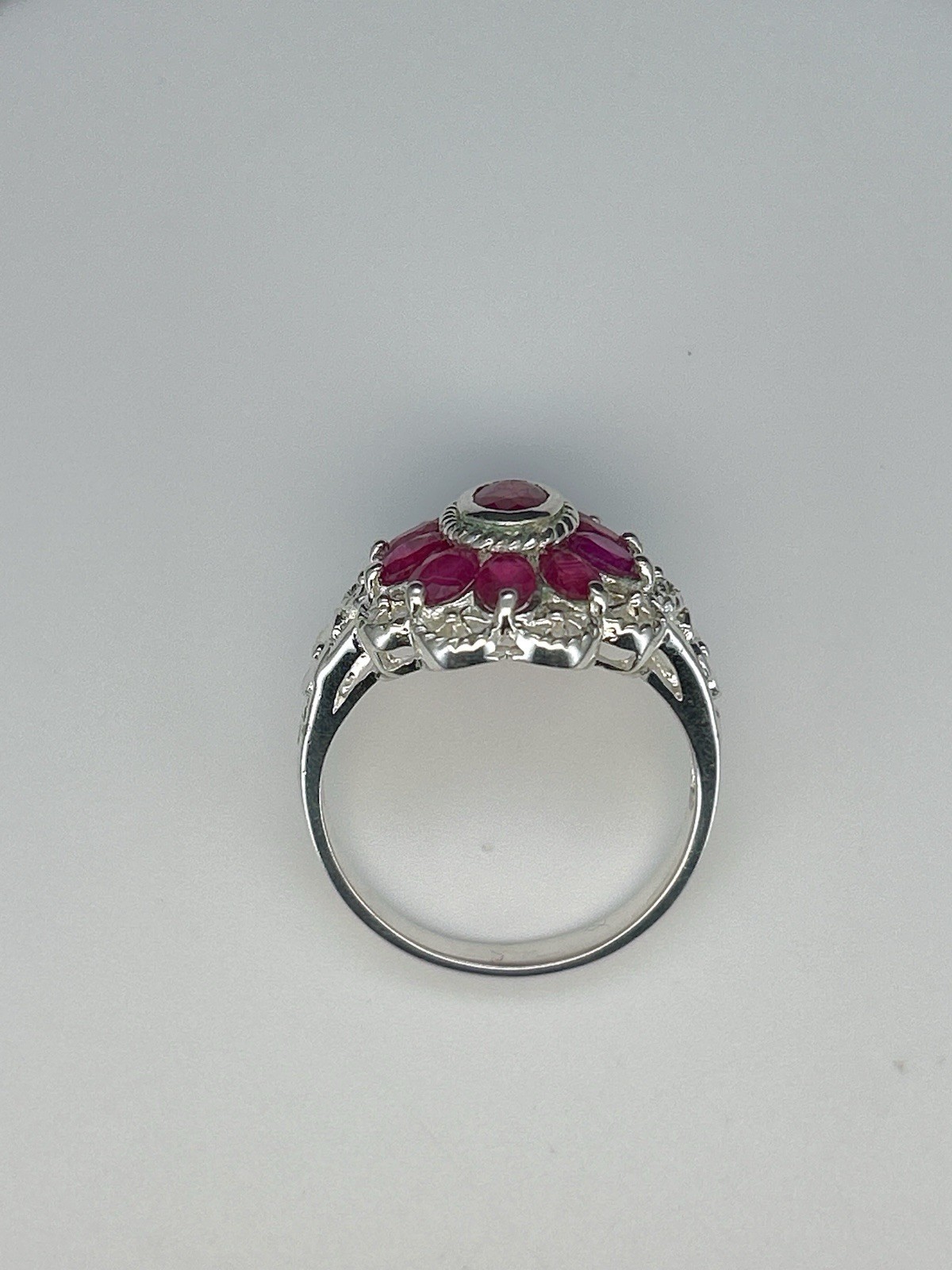 925 Sterling Silver Ruby Ring - Oval Red Ruby Flo… - image 2