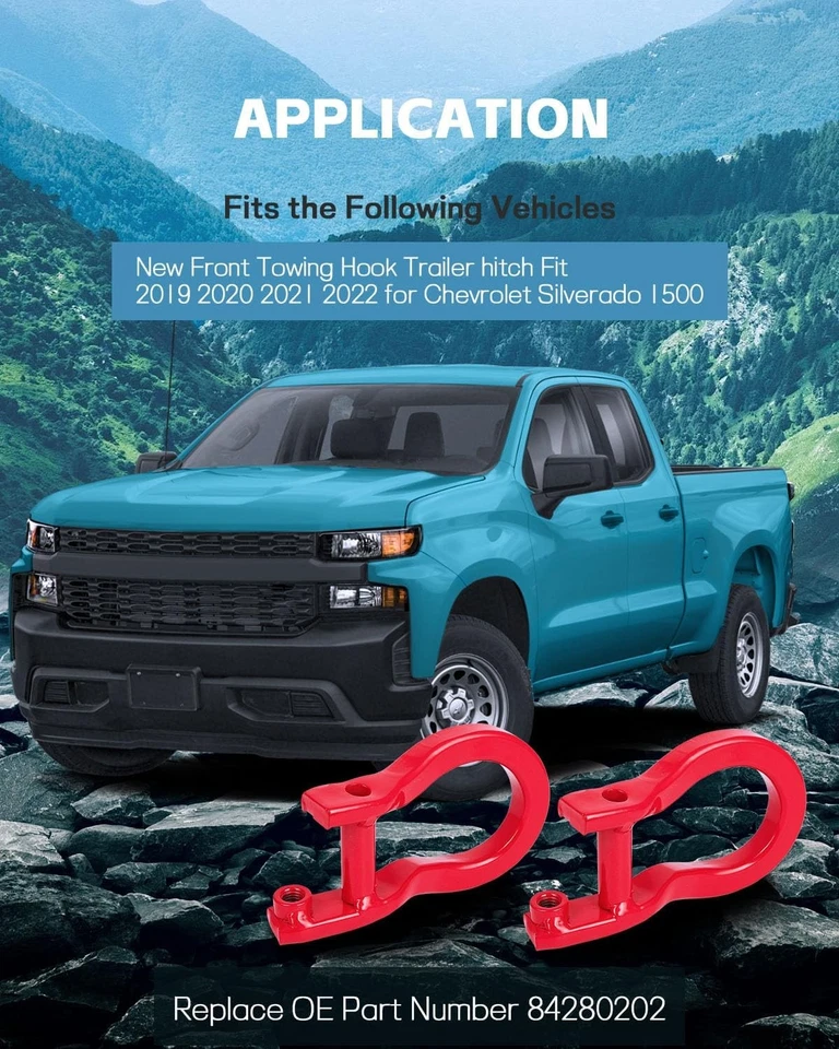 Front Tow Hooks Replacement for Chevy Silverado 1500 2019 2020 2021 2022 in...  Foto 2 de 4