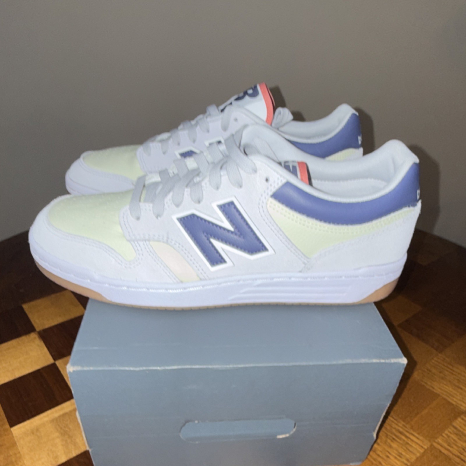 New Balance 480 Grey Blue Gum Men's Leather Sneaker Grey Purple new no box lid  thumbnail 3