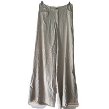 ANR+ Alpn Rock Pants Women's Beige Linen Blend Flare Leg Hi Rise Size M