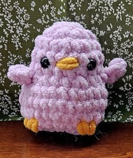 4 Inch Handmade Crochet Duck Stuffy - Pink - Black Eyes