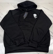 Romwe Black Hoodie Drawstring Rose Size Large