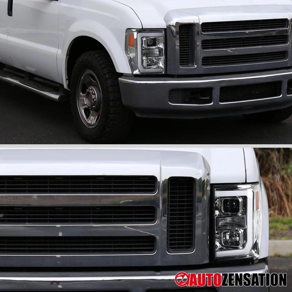 Fit 2008 2009 2010 Ford F250 F350 F450 Super Duty LED Tube Projector Headlights - Изображение 2 из 4
