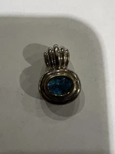 Vintage Silver Slide with Rectangular Cut Blue Topaz