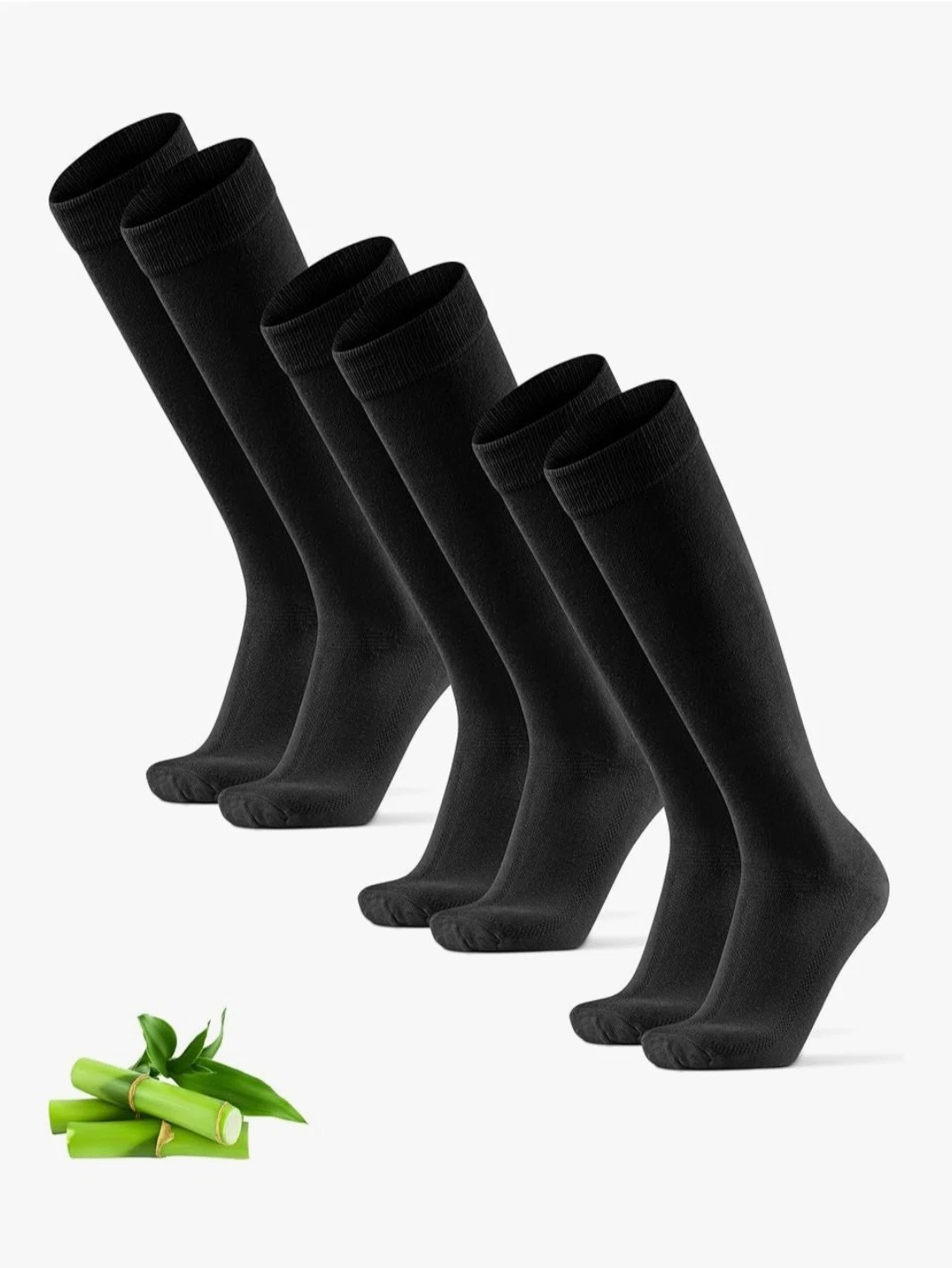 DANISH ENDURANCE Dress Socks Knee High Bamboo Anti Sweat 3 Pairs, Black 6-8