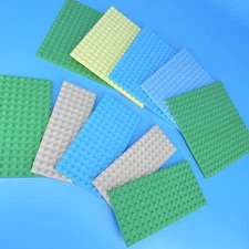 Lego Base Plate Baseplate 10 pc Lot - Green Blue Gray Yellow - Clean, No cracks