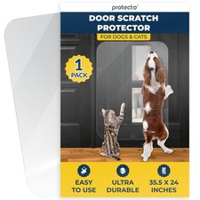 Heavy Duty Door Protector: Clear Scratch Guard for Dogs  Cats, 35x24  