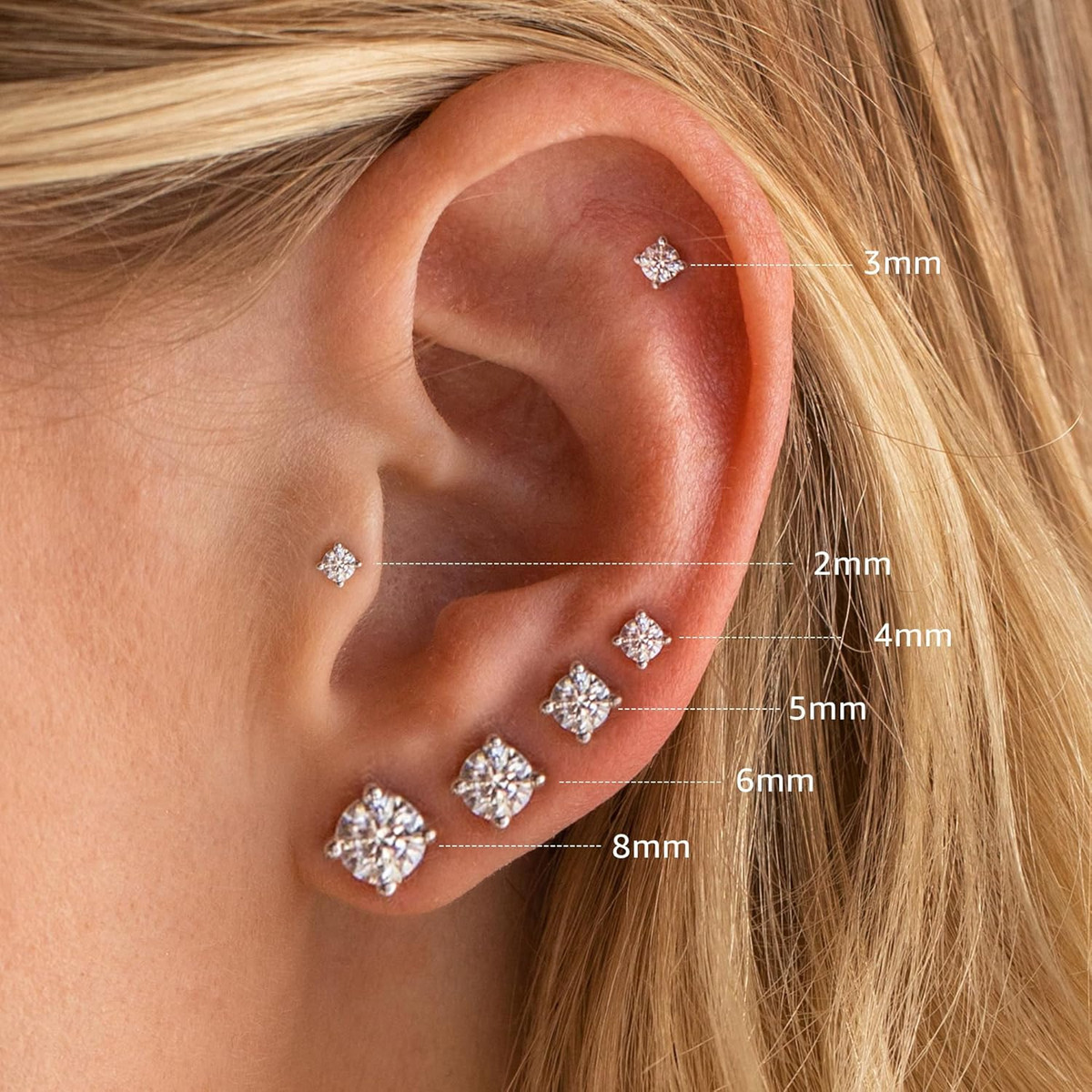 6 Pairs Hypoallergenic Silver Flat Back Earrings for Women,Stud Trendy Jewelry View 3