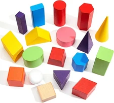 18 Pcs Large 3D Shapes for Teaching Math Manipulatives Geometric Solids Blocks