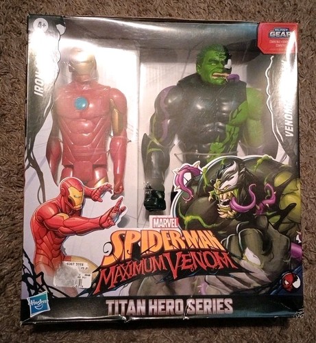 Duo Set Spider-Man Maximum Venom Titan Hero 12" Iron Man & Venomized Hulk