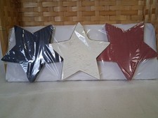 Wooden Stars Red White and Blue Patriotic Decor Set of 3 New In Package