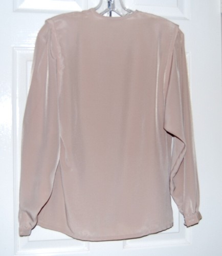 prairie blouse 1980s light taupe beige color silky light weight blouse with tie and buttons cowgirl western