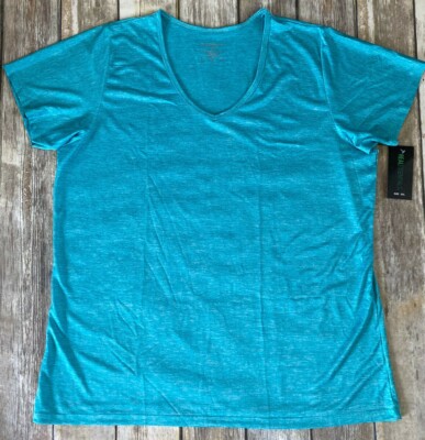NWT! REAL ESSENTIALS Women's Short Sleeve V-Neck Polyester Blouse Top Size XXL