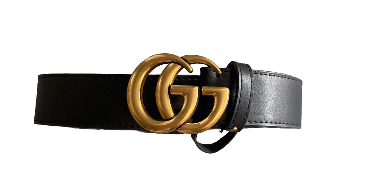 Gucci GG Leather Belt Black US Size 44 2298833 FU49X 110-44