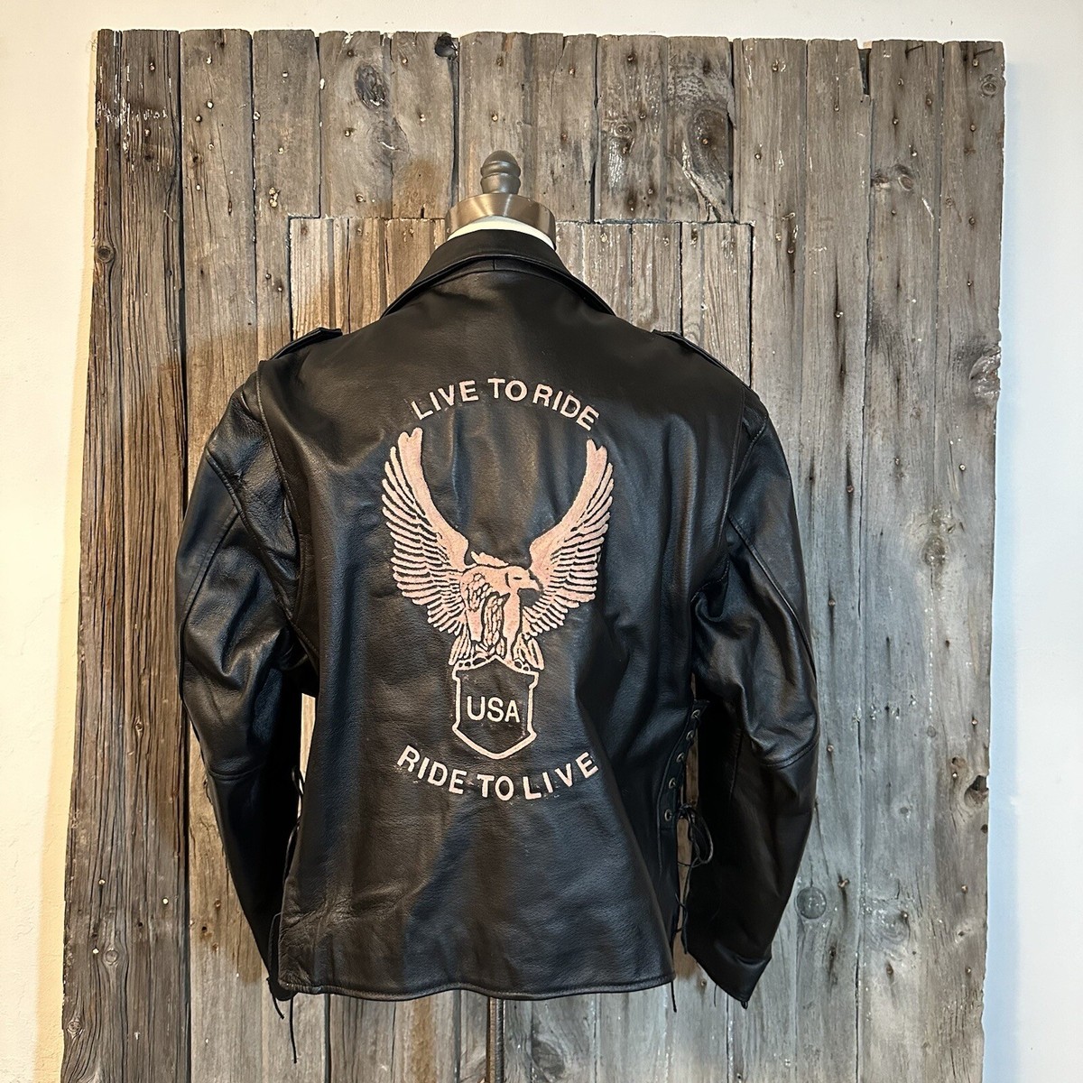 90s-y2K Leather Biker Jacket MOTO Eagle 