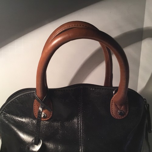 TIGNANELLO BLACK LEATHER DBL HANDLE SATCHEL NWOT W/TASSEL FOB - Picture 4 of 7