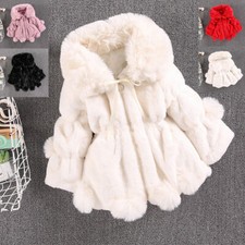 Kids Faux Fur Baby Thick Parka Girl Warm Coat Jacket Coat Outerwear Children NEW