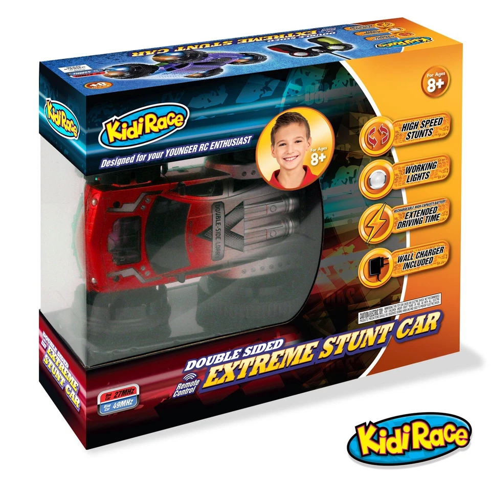 KidiRace Double Sided Remote Control RC Stunt Car - Red - Image 4 of 4