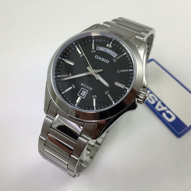 Casio Analog Black Dial Stainless Steel Band Watch for Men - MTP-1370D-1A2VDF  | Mukhba