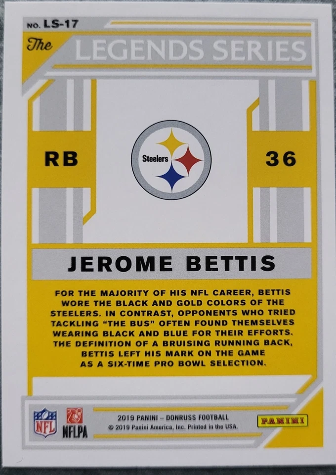 2019 PANINI DONRUSS THE LEGENDS SERIES #LS-17 JEROME BETTIS  RARE MINT! - Image 2 of 2