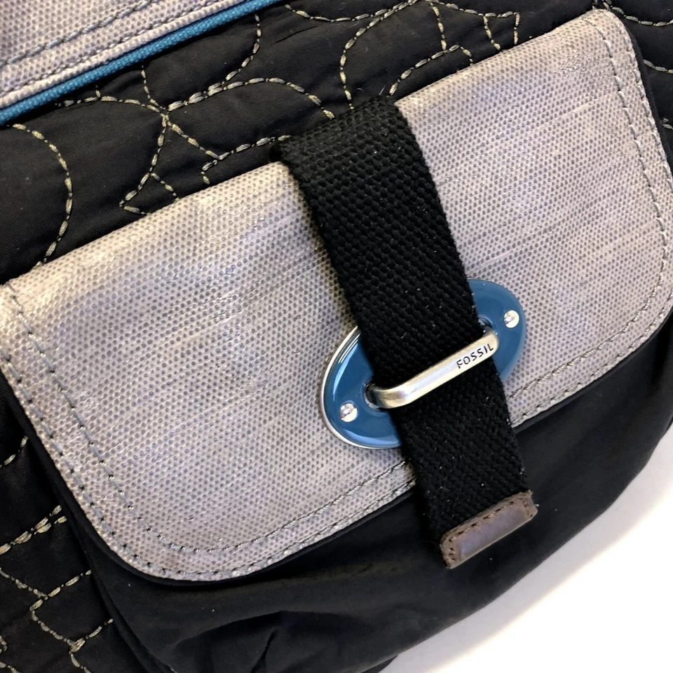 Fossil Key-Per SHOPPER Bolso de Mano de Cuero Acolchado Negro HoBo Cartera Informal TOTE Foto 2 de 4