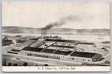 Tell City Indiana~US Hame & Saddle Co~Artist Drawing~4 Smoke Stacks~c1910 PC
