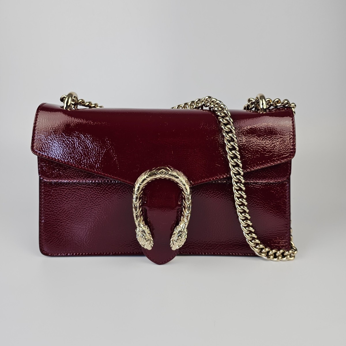 GUCCI Dionysus Medium $3650 Rosso Ancora Patent Leather