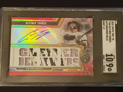 2020 TOPPS TRIPLE THREADS GLEYBER TORRES #TTAR-GT2 RUBY 1/1 AUTO AUTOGRAPH SGC 9