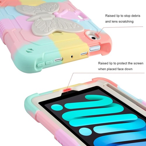 For iPad Mini 6th 7th Generation 8.3" Kids Butterfly Stand Shockproof Case Cover - Picture 16 of 27