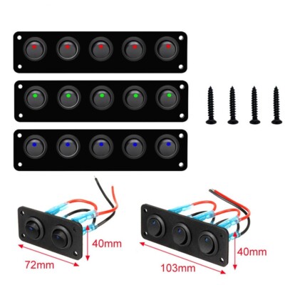 2/3/5 Gang LED Schaltpanel Schalter Schalttafel 12V-24V für Auto KFZ Boot CE