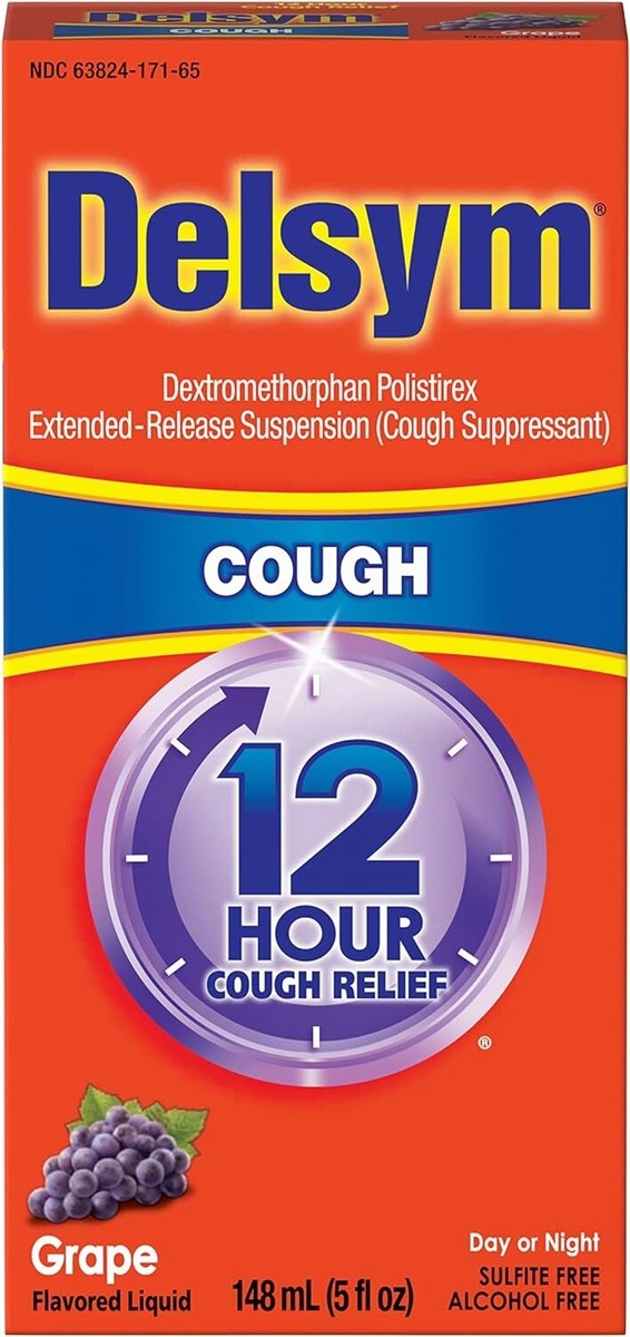 Delsym 12 Hour Cough Relief Liquid, Grape Flavor, 5 fl oz (Pack of
