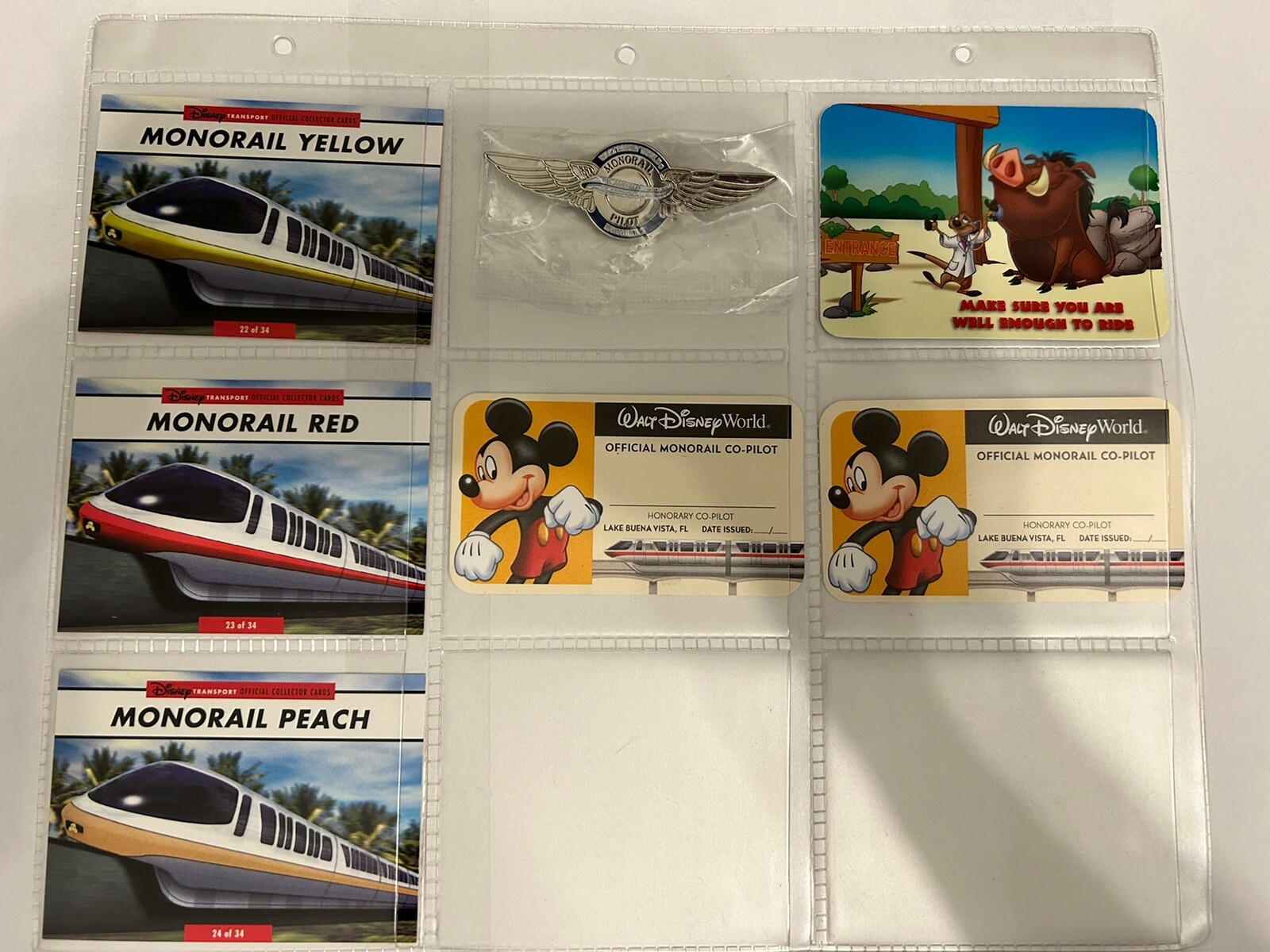 12 WDW Monorails Cards & Original Wings, 2 Official Copilot & 2 Decals