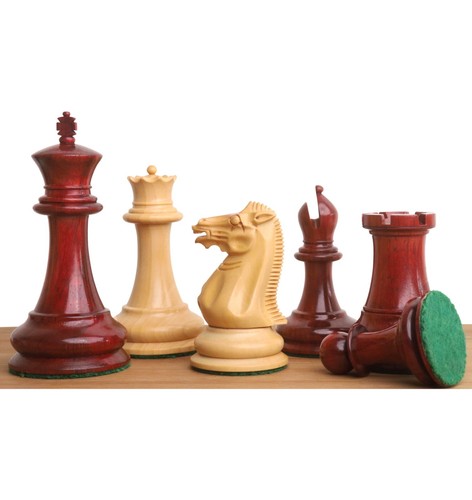 Combo of 1849 Jacques Cook Staunton Chess Pieces - Bud Rosewood with Board & Box - Picture 2 of 13