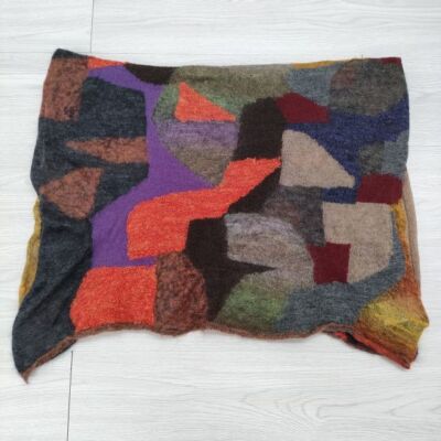 小物 WOOL MOHAIR MELANGE STOLE Giant Mohair Scarf - Gold/Blue Block | Foxford Woollen Mills