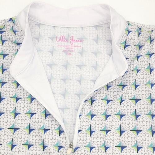 Lillie Green Tank Top Shirt Size Petite XL Women 1/4 Zip Graphic Golf Aruba Blue - Picture 2 of 9