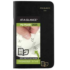 AT-A-GLANCE 2025-2026 Two Year Monthly Planner, Black Pocket Size 70-024G-05 