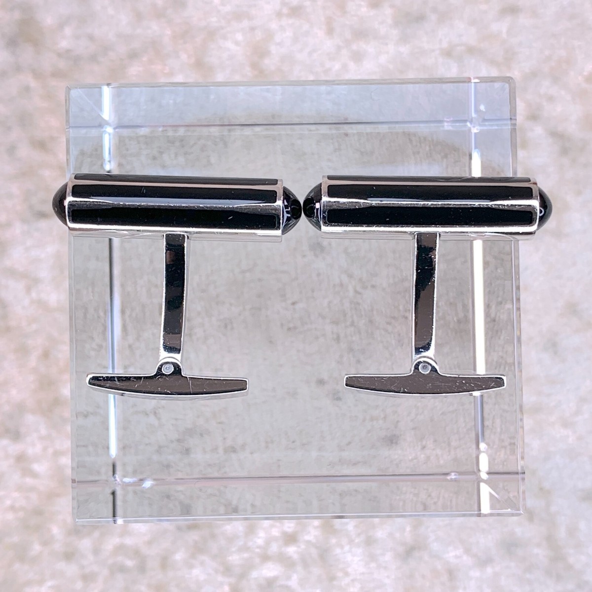 Cartier Cufflinks Backgammon Onyx Black Enamel & 925