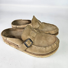 Birkenstock Buckley Slip On Clog Shoe Tan Leather Buckle Comfort Women's 38 / 7