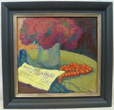 (B1662) Ölgemälde ''Stillleben mit Chrysanthemen'' Helene Baumeyer (1875-1954)