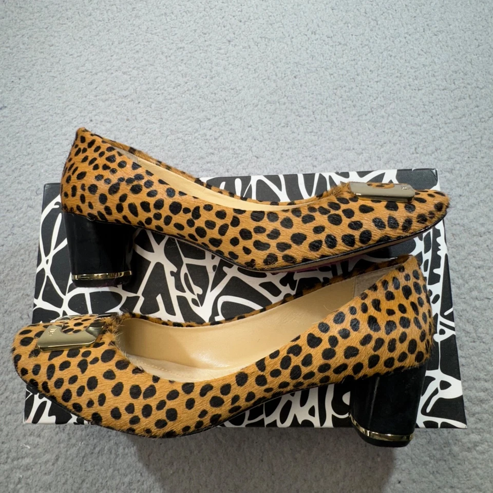 Zapatos Diane Von Furstenberg 6.5 Bombas Bonnie Spotted Pony Tostado Chocolate DVF Foto 2 de 4