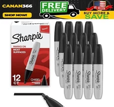 SHARPIE Permanent Markers, Chisel Tip, Black, 12 Count